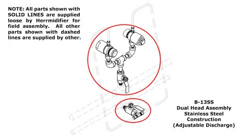 Herrmidifier Dual Pneumatic #B-13<br>Brass Dual Head Assembly